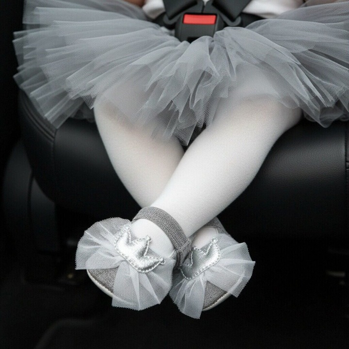 Botosei cu funda pentru fete, primii pasi, 43064-H96, gri, 13 EU