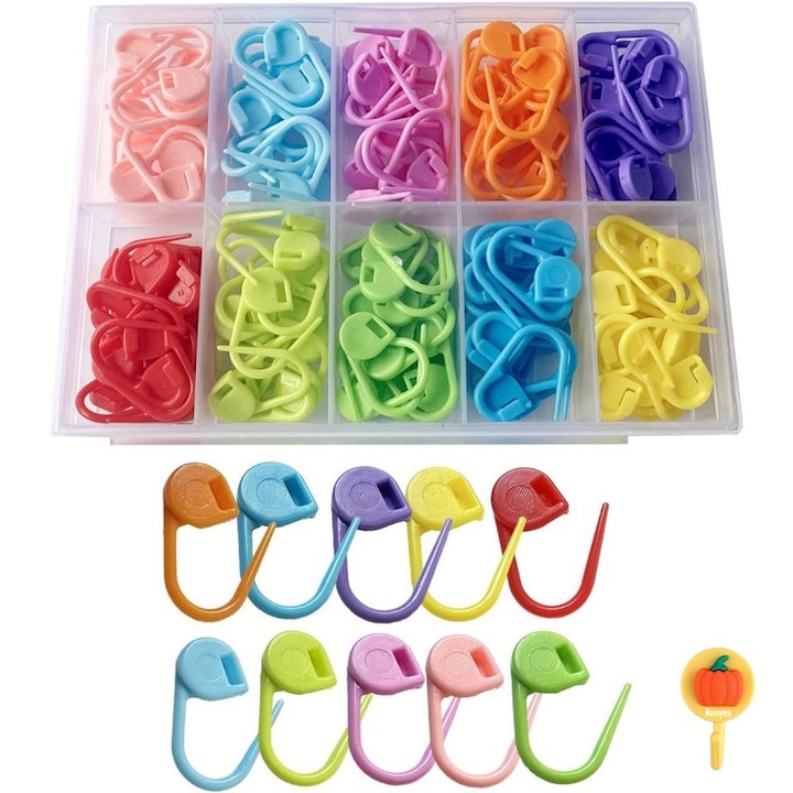 Kit de crosetat 150 bucati cu carcasa, Ronyes, Multicolor