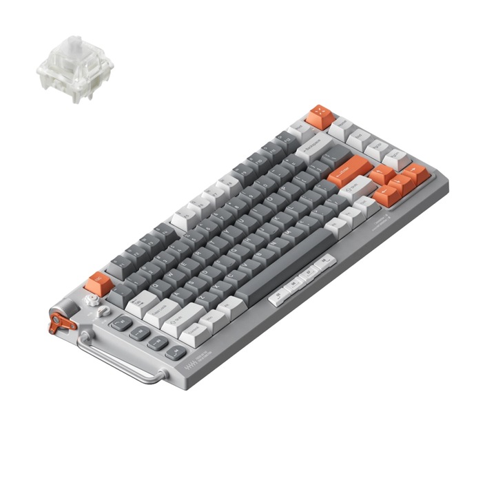 Механична игрална клавиатура NuPhy Field75 HE Magnetic Switch Бяла, Rapid Trigger Pro, 8000 Hz, Double-Shot PBT ключове, USB-C, Сива