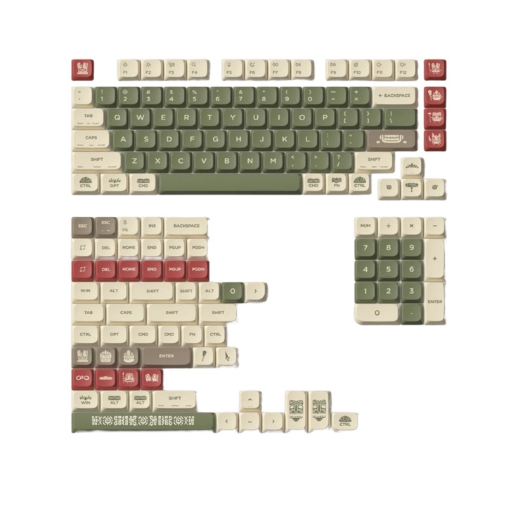Клавиатура, NuPhy Carved Prairie nSA Dye-sub PBT Keycaps Kit, съвместим с клавиатури Air60 V2, Air75 V2, Air96 V2