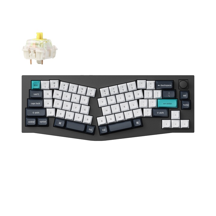 Keychron Q8 Max Wireless Mechanical Keyboard (Alice Layout), QMK/VIA, Hot-Swappable, 2.4GHz, Bluetooth 5.1, USB-C, Gateron Jupiter Banana, черен