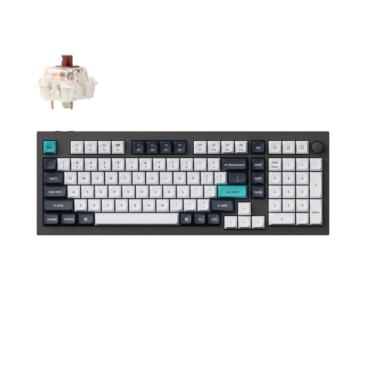 Безжична механична клавиатура Keychron Q5 Max QMK/VIA, Hot-Swappable, 2.4GHz, Bluetooth 5.1, USB-C, Gateron Jupiter brown, black