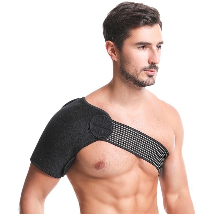 Orteza pentru sustinere umar-brat Red Rudolf, Marime universala, Reglabil si respirabil, Ameliorarea durerii de umar, Se potriveste cu bratul drept si stang, Negru