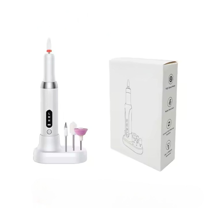 Freza unghii profesionala, pila electrica wireless, cablu USB tip C, pentru manichiura-pedichiura, reincarcabila, 15.000 RPM, 12 capete de slefuire, benzi de slefuire, silentioasa, afisaj LED, alb