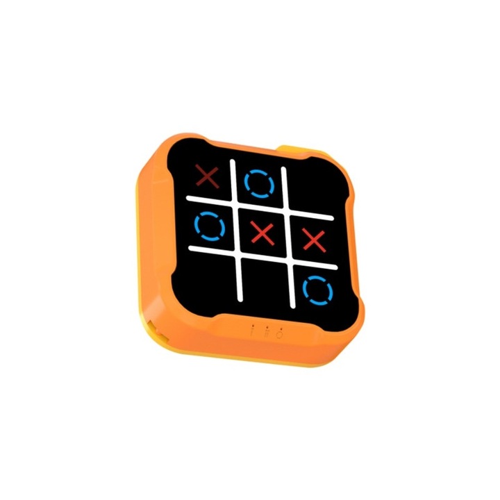 Joc educativ Tic Tac Toe, interactiv pentru familie, portabil, 90x90x28mm, portocalie