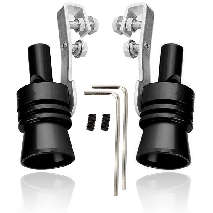 Комплект 2 бр. Автомобилна свирка, за монтаж на ауспух, диаметър 32х48мм, черна, размер M и S