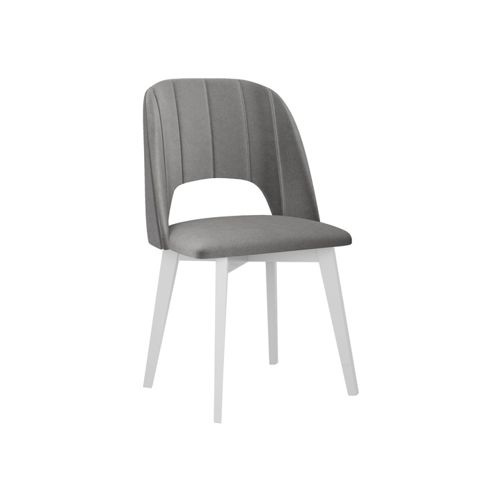 Scaun tapitat Nawki IV matlasare simpla, MIRJAN24, alb + gri, 48x83x54 cm