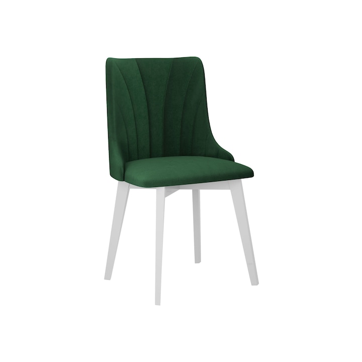 Scaun tapitat Nawki V matlasare scoica, MIRJAN24, alb + verde, 48x83x53 cm