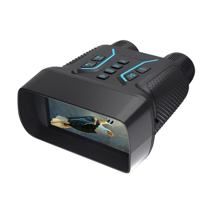 Binoclu 4K cu viziune nocturna, zoom digital 8x, distanta de observatie 400m, ecran 4.5inch, rezolutie video 1920x1080, card micro SD, 32 GB