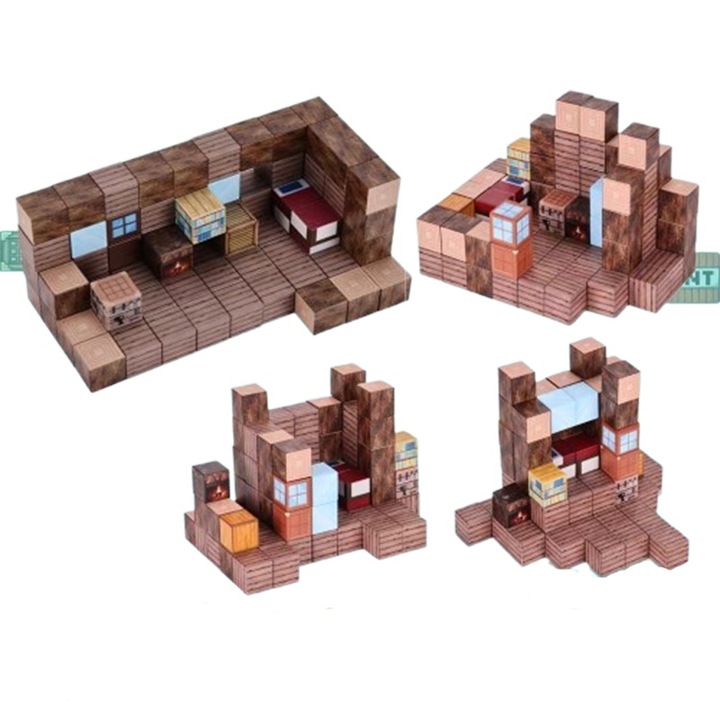 Магнитен конструктор, Дървена къща, Влезте в света на MINECRAFT, 80 части, Fudisenn, Размер на квадрата 2x2cm, за 7-14 години