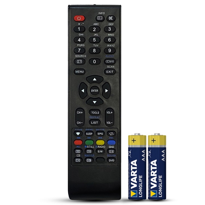 Telecomanda compatibila Samus, 19SM48CD, 19SM48CS, 22SM56CS, 22SM56ED, 24SM61ED, TEMIX®, neagra, baterii incluse