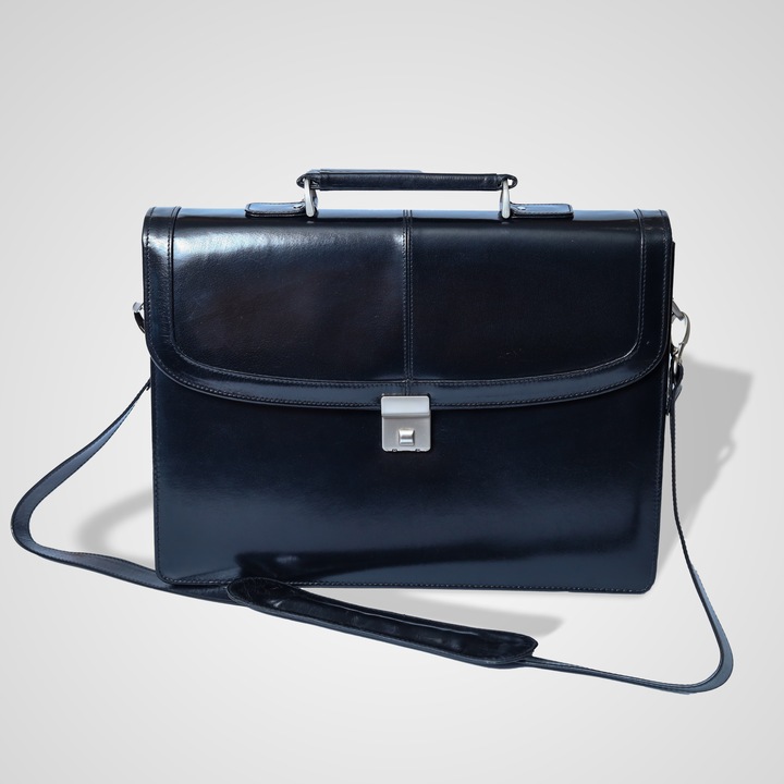 Executive teljes szemcsés bőr aktatáska, fekete, 1 darab