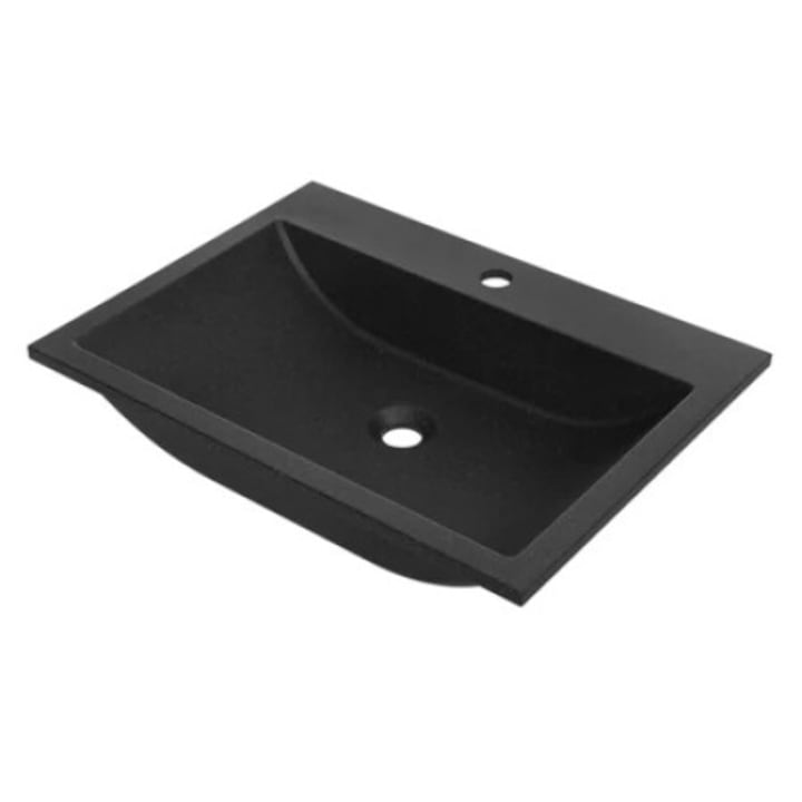Lavoar granit KUCHINOX VGA1710T, negru-grafit, 600x440x122 mm, cu preaplin