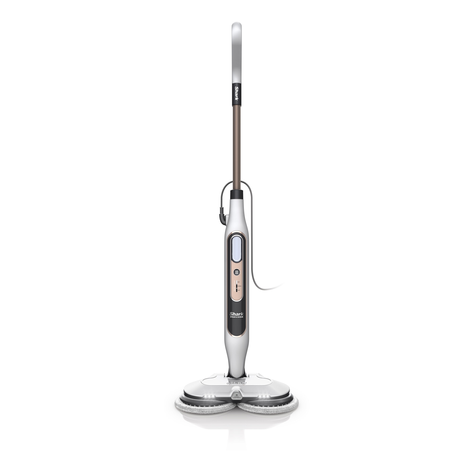 Steam Mop, Shark S8201EU automat cu abur si curatare, 2 placute rotative, 3 setari de abur, igienizeaza, indeparteaza petele si murdaria, podelele dure, Alb/Gri