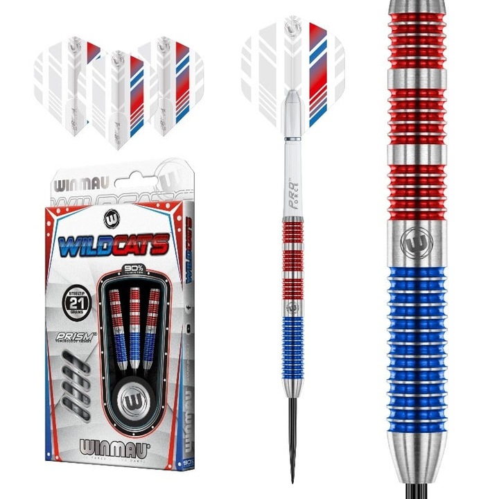 Комплект 3 стоманени стрелички Winmau Wildcats 90%, 26