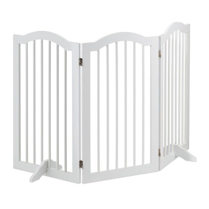 Gard de siguranta pentru copii sau animale de casa, alb, 92 x 154 cm, MDF/bambus