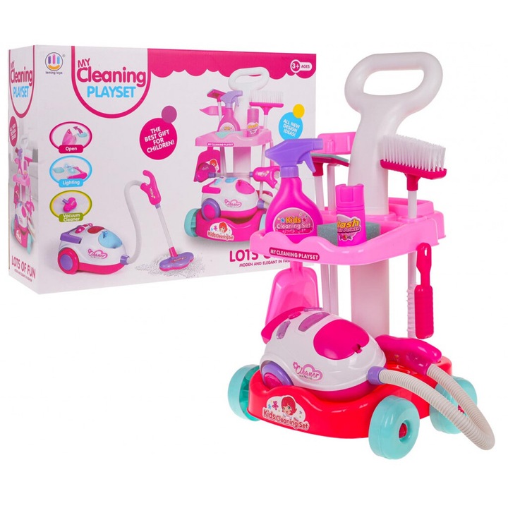Set de curatenie pentru copii, interactiv, cu aspirator, 52x29x27cm, multicolor