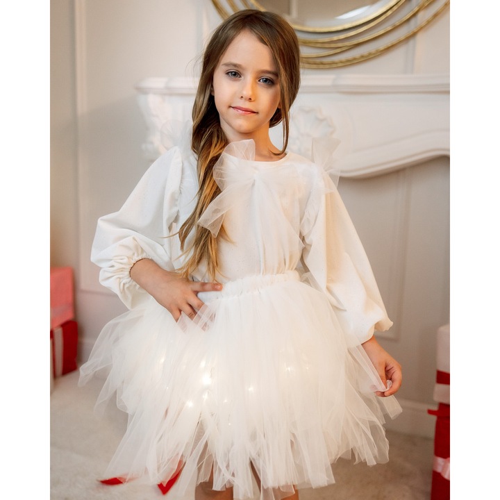 Fustita cu Luminite, Alba Pura - 3-18 luni (68-86 cm)