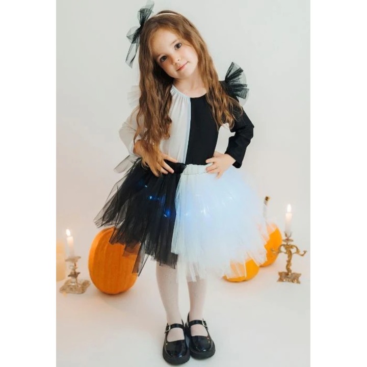 Fustita cu Luminite, Faimoasa de Halloween, Alb/Negru