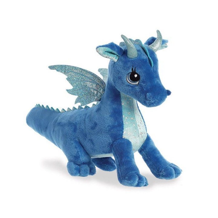 Jucarie de plus Aurora, dragon, 30 cm, albastru indigo