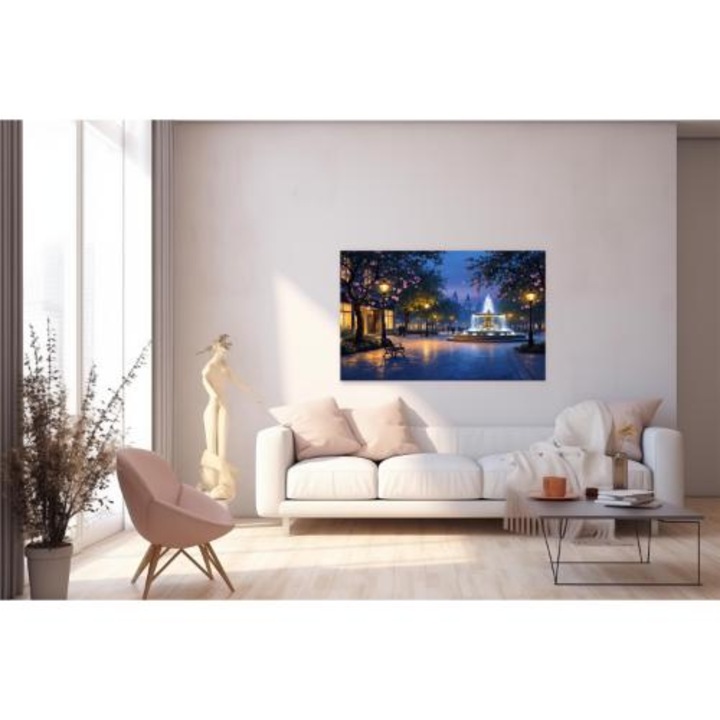 Vászonfestmény - Éjszakai Városligeti Szökőkút Fények - 30x50 cm