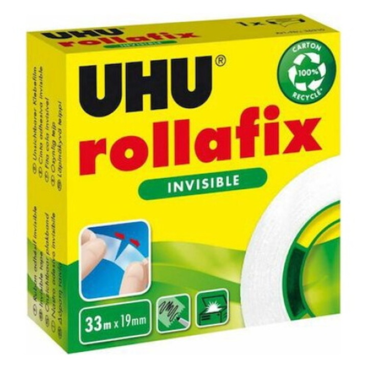 Banda adeziva UHU Rollafix Invizibila 19mm x 33m