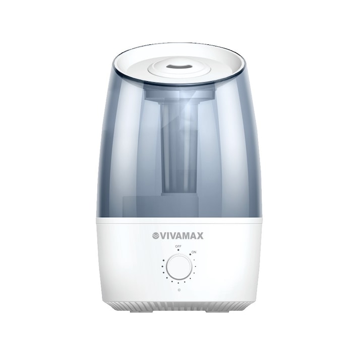 Umidificator de tip vulcan, toolsy, cu aromaterapie, cu telecomanda, 560 ml, model V21B, alb