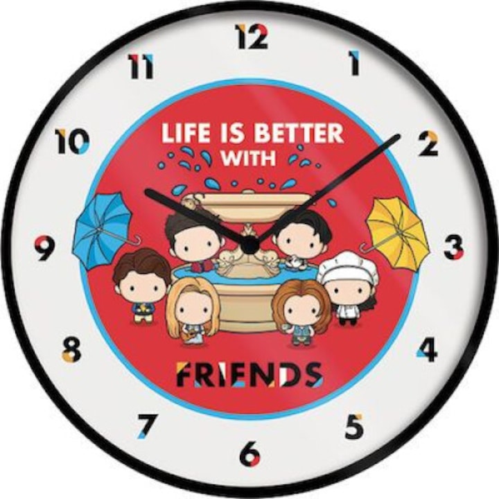 Ceas decorativ Pyramid, Life Is Better With Friends, 25cm, negru