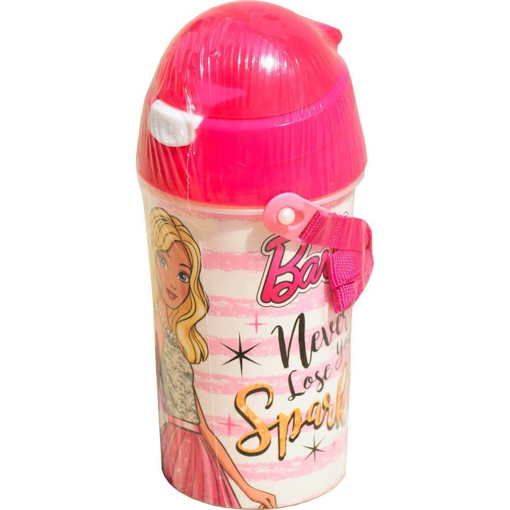 Sticla de apa roz Barbie GIM pentru copii
