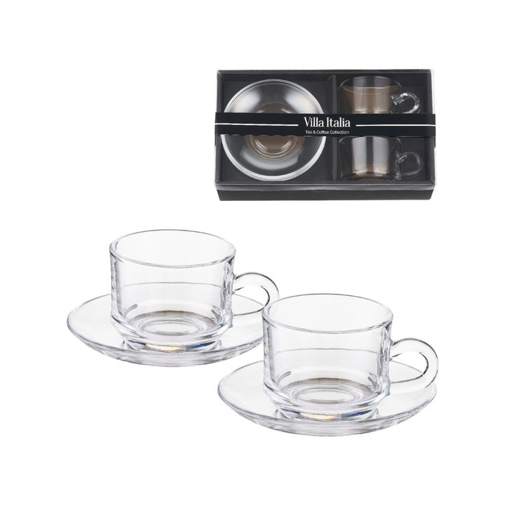 Set 2 Cesti, Villa Italia, Sticla, 160 ml, Transparent
