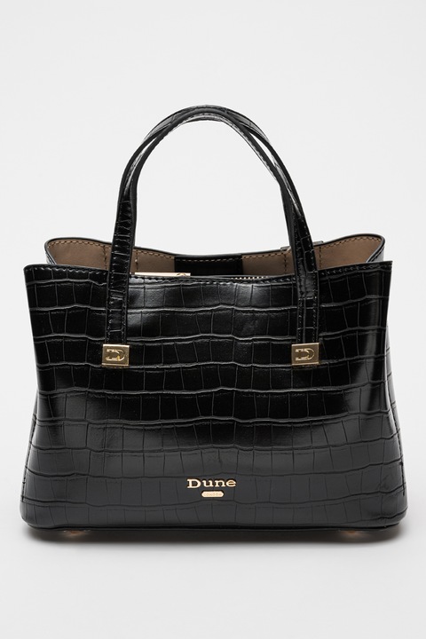 Dune, Geanta din piele ecologica cu bareta de umar si aspect de piele de crocodil, Negru