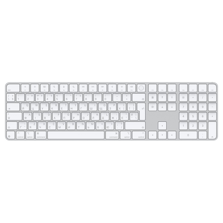 Клавиатура Apple Magic, Touch ID, Цифрова клавиатура - Ukrainian - White Keys