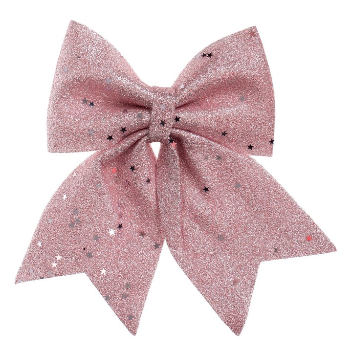 Fundita Decorativa de Craciun Roz cu Glitter Stele, 25.4cm