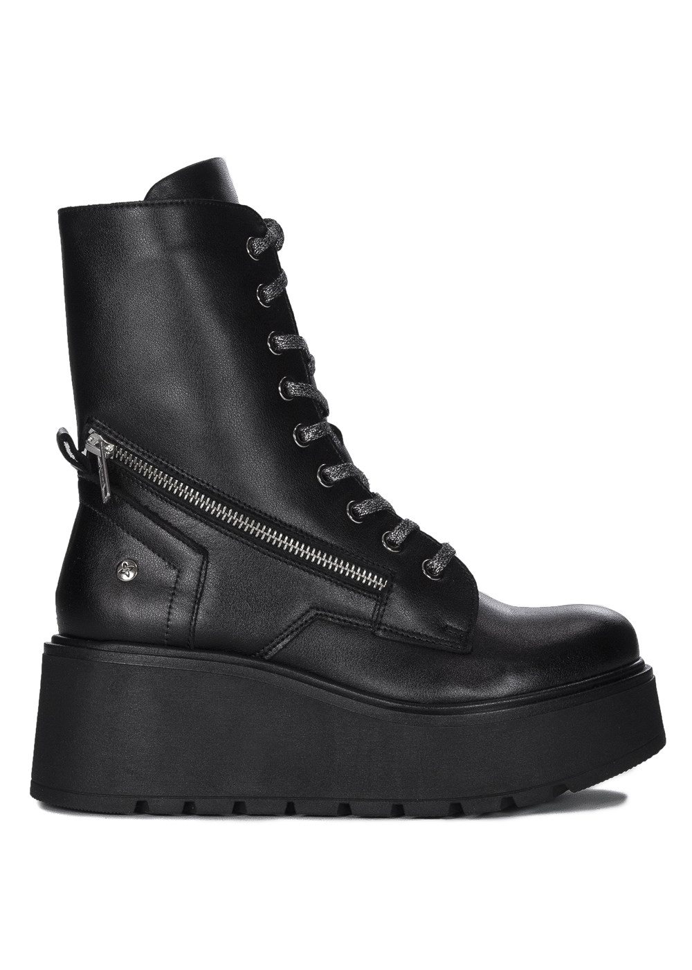 Ghete dama Maciejka, piele naturala, negru, cu platforma, 37 EU