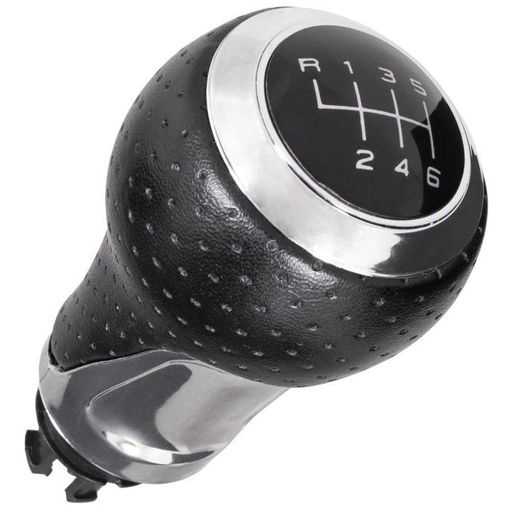 Sebességváltó gomb, MODECAR, Audi A4 kompatibilis, fekete, krómozott részletekkel, 6 sebesség, 12 mm