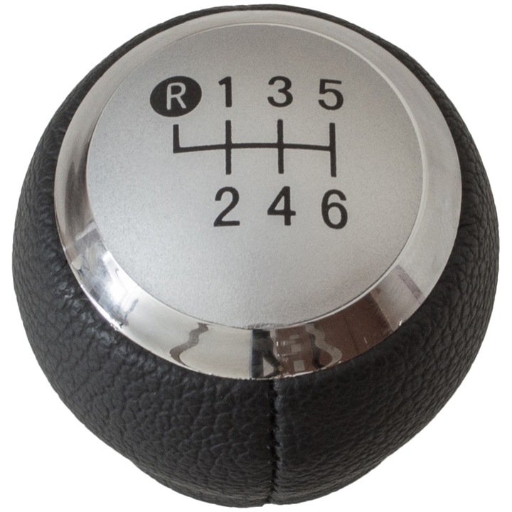 Копче за скоростен лост, MODECAR, 6 скорости + R, черно, със сребристи детайли, за Toyota Auris E15, диаметър 14 мм