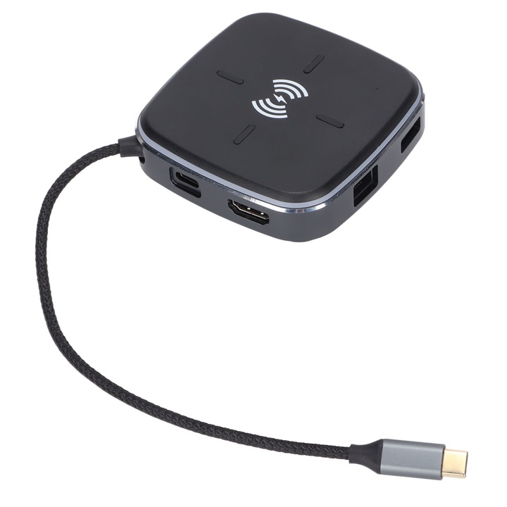 Хъб 9 в 1, Mmgoqqt, 4K, USB 3.0, RJ45, черен