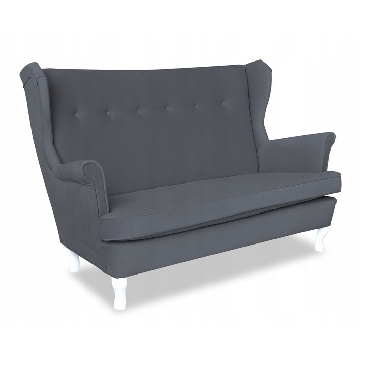 Dupla kanapé, Ari modell, családi bútor, skandináv stílusú, bársony/fa, Szürke