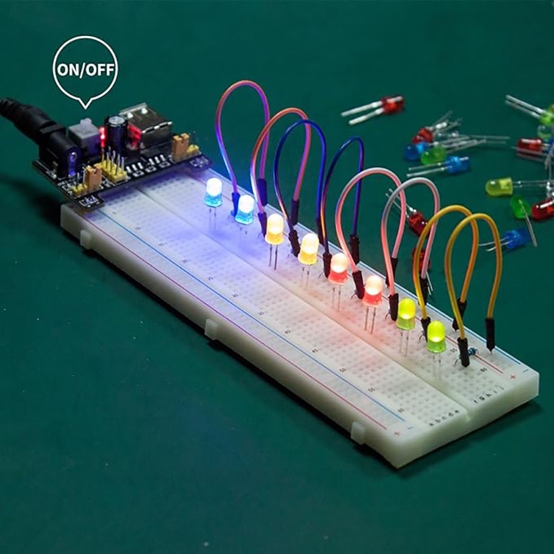 Set Componente Electronice, LED-uri, Breadboard 830 puncte, Componente ...