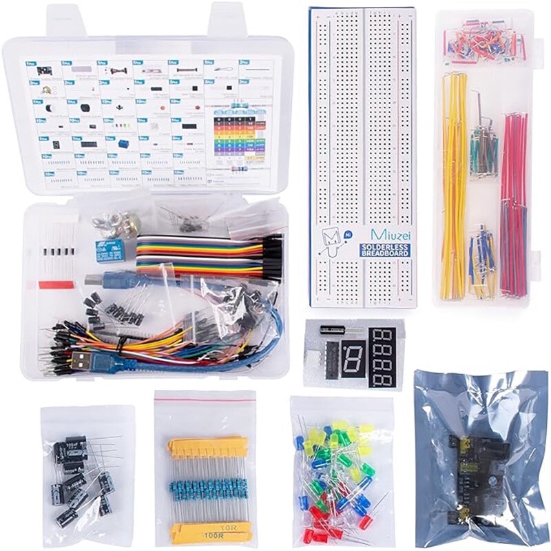 Set Componente Electronice, LED-uri, Breadboard 830 puncte, Componente ...