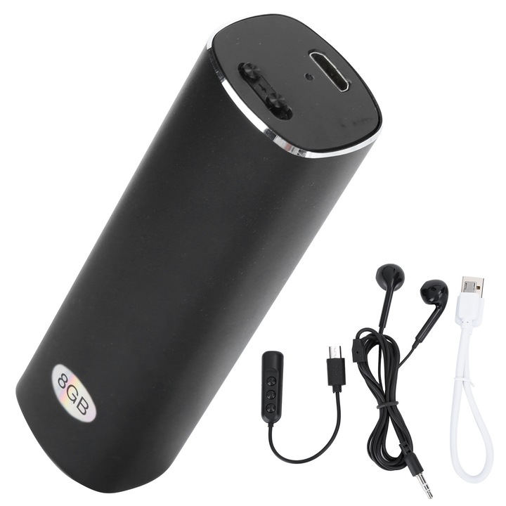 Q52 мини аудио рекордер, черен, 500 часа запис, 3000mAh литиева батерия, 8GB