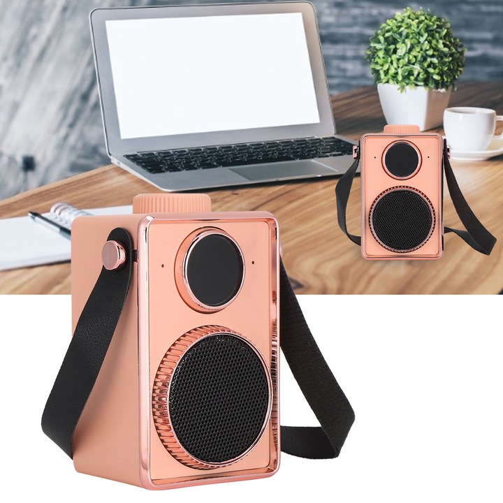 Boxa portabila Bluetooth Jormftte, subwoofer, suport TF card si U disk, neagra, 45mm