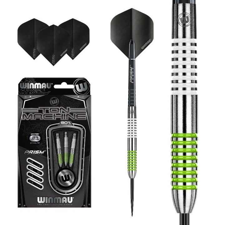 Комплект 3 стоманени стрелички Winmau Ton Machine 80%, 27