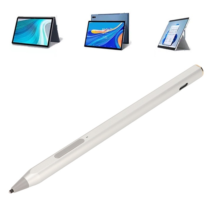 Stylus Pen Automatikus kikapcsolás 5V 200mA Hosszú akkumulátor-élettartam 4096 Nyomásérzékeny digitális érintőceruza HP-hoz Asus Office Ezüst