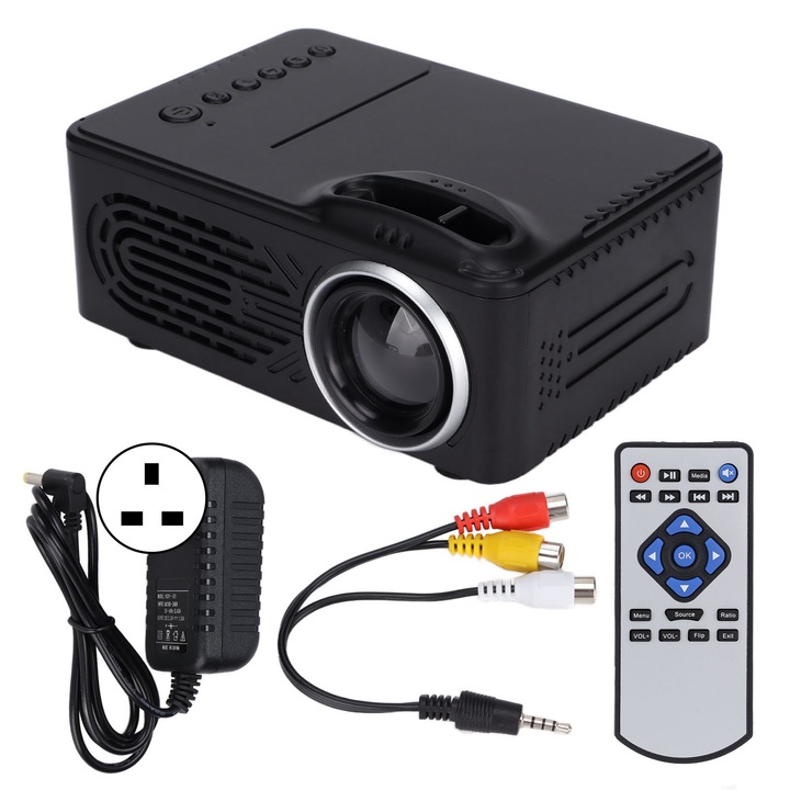 Jormftte Mini Videoprojektor, 1920x1080, 400-600lm, Fekete, Hordozható