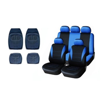 Set tapiterie albastru universal (cazuri) pentru scaunele din fata si din spate, cu covorase de cauciuc de tip castron Flexzon Set tapiterie albastru universal (cazuri) pentru scaunele din fata si din spate, cu covorase de cauciuc de tip castron Flexzon