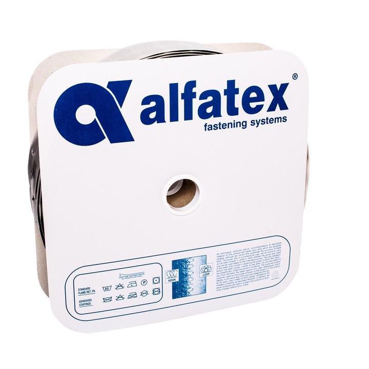 Banda Alfatex loop cu adeziv ATA, VELCRO® Brand, latime 25 mm, alb, rola 25 m