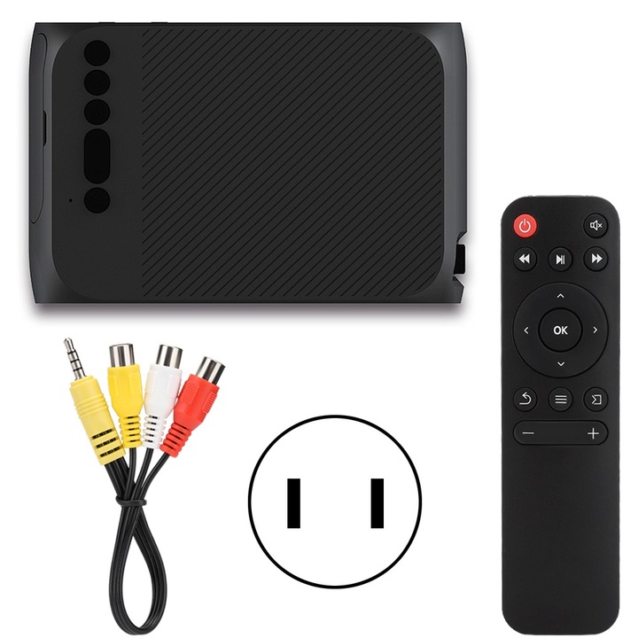 Videoproiector Jormftte 80W 5000 lumeni 1280x720P pentru Android 6.0, set complet