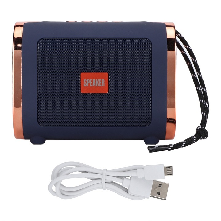 Boxa portabila Jormftte, Bluetooth, subwoofer, 360 grade, albastra, 45mm