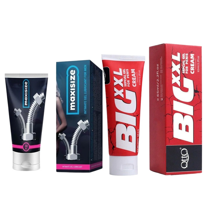 Pachet, MaxiSize + Crema Big XXL, pentru marirea zonei genitale si erectii puternice, 115ml